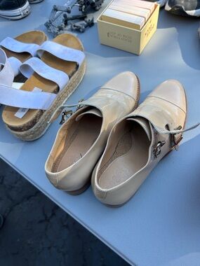 Women's Patent Beige Monk Strap Loafers